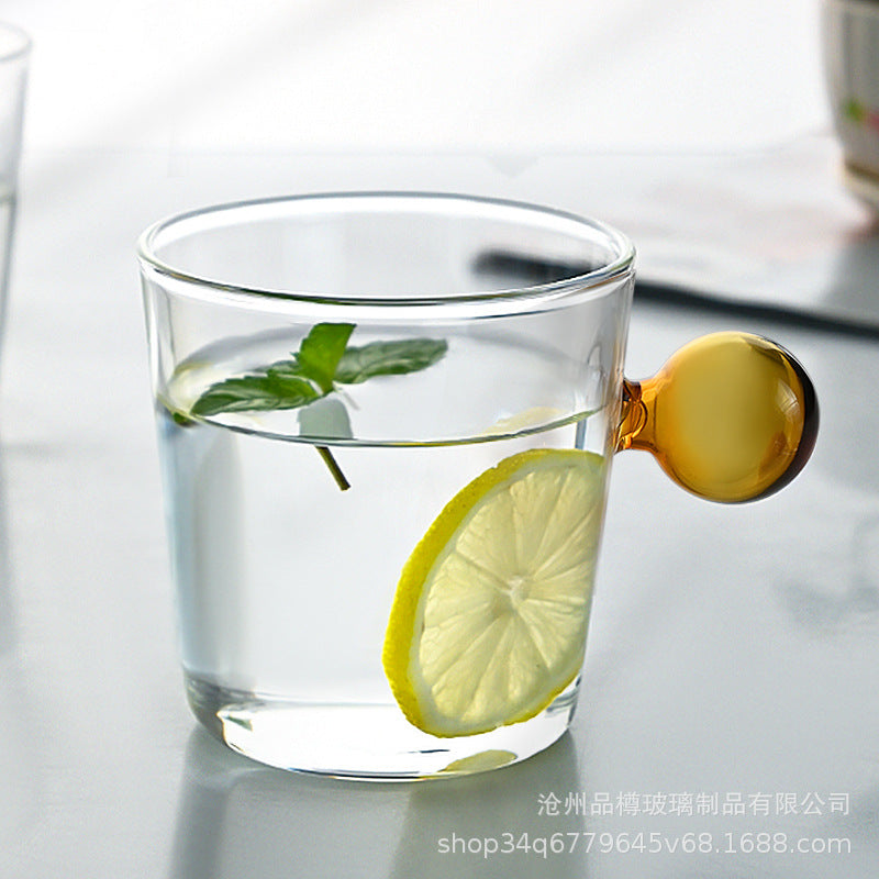 Creative Glass Coffee Mug with Sphere Handle (6 Colors)