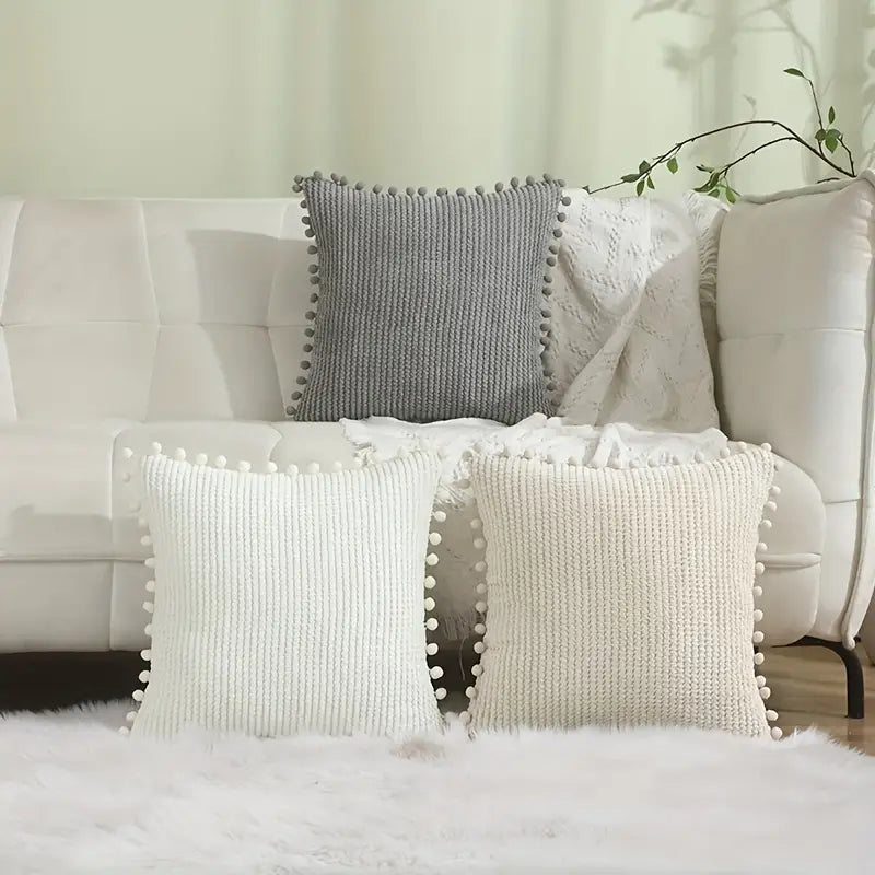 Corduroy Throw Pillowcase for Sofa, 18x18in (1pc)