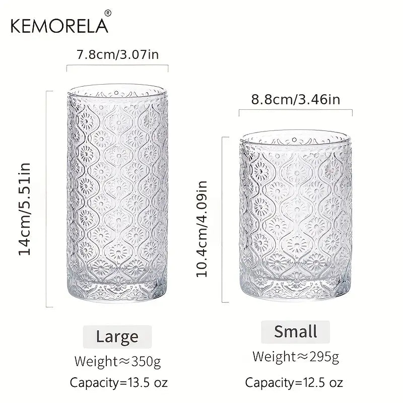 Glass Water Cup with Begonia Flower Design (12.5 oz)