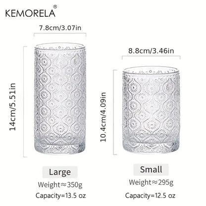 Glass Water Cup with Begonia Flower Design (12.5 oz)