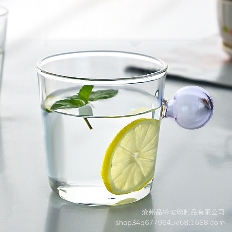 Creative Glass Coffee Mug with Sphere Handle (6 Colors)