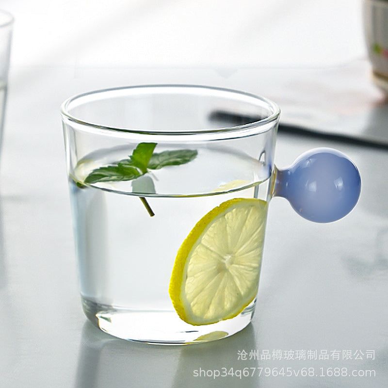 Creative Glass Coffee Mug with Sphere Handle (6 Colors)